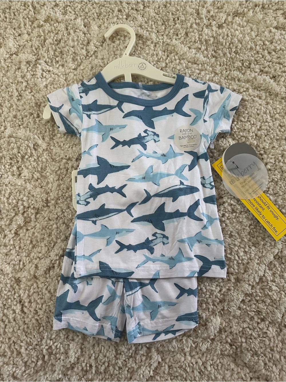Milkberry bamboo shark pajama set